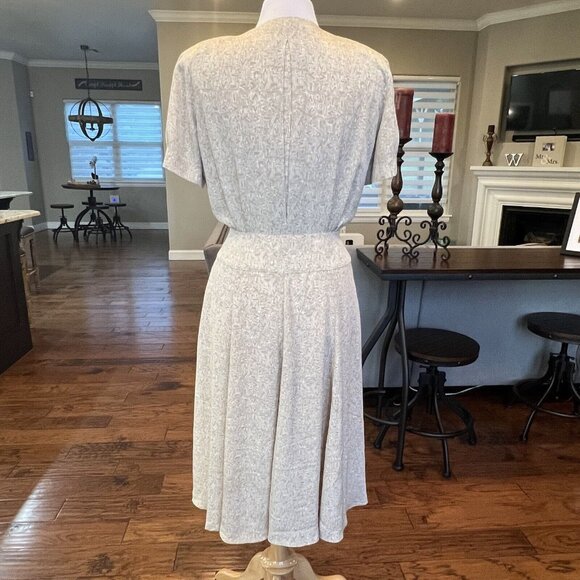 Liz Claiborne Dress 8 Petite VTG 90's Shoulder Pads Button Front Wide Waistband - Picture 11 of 16